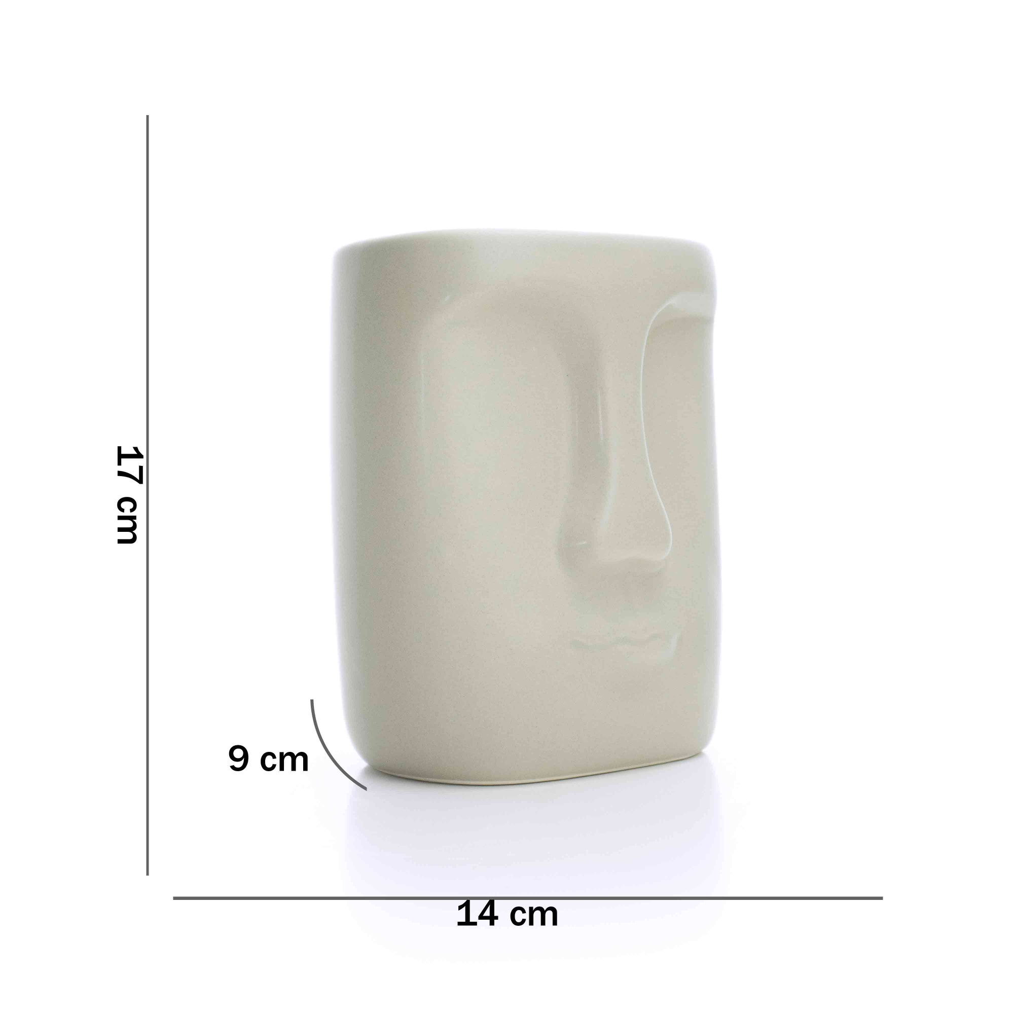 Cachepot Decorativo em Cerâmica Rosto Cinza 17x14 cm - D'Rossi