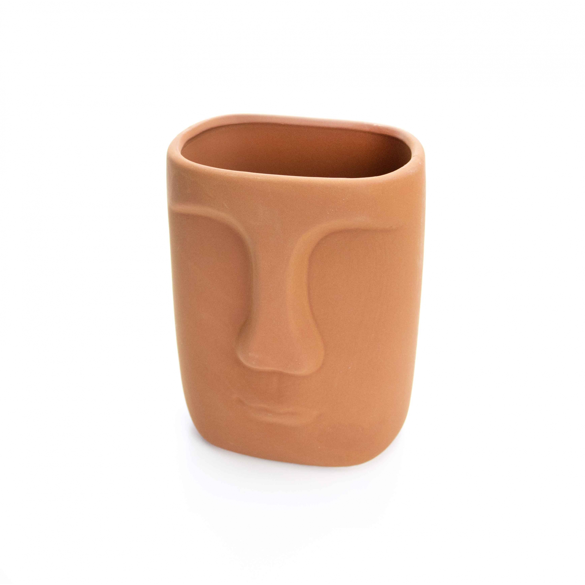 Cachepot Decorativo em Cerâmica Rosto Terracota 17x14 cm - D'Rossi