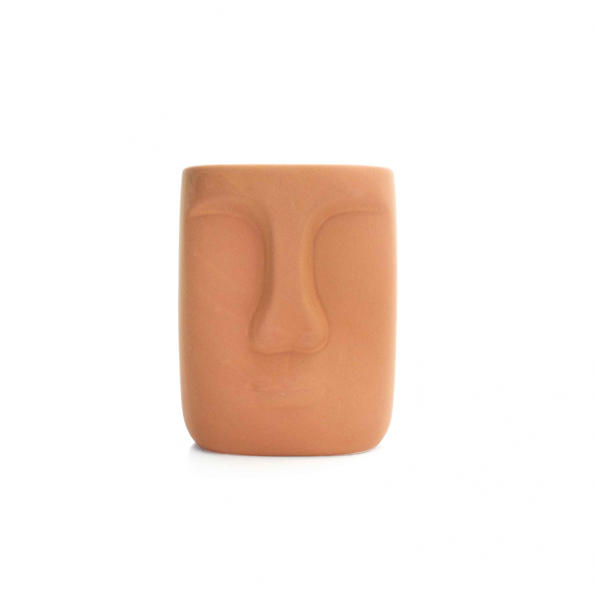 Cachepot Decorativo em Cerâmica Rosto Terracota 17x14 cm - D'Rossi