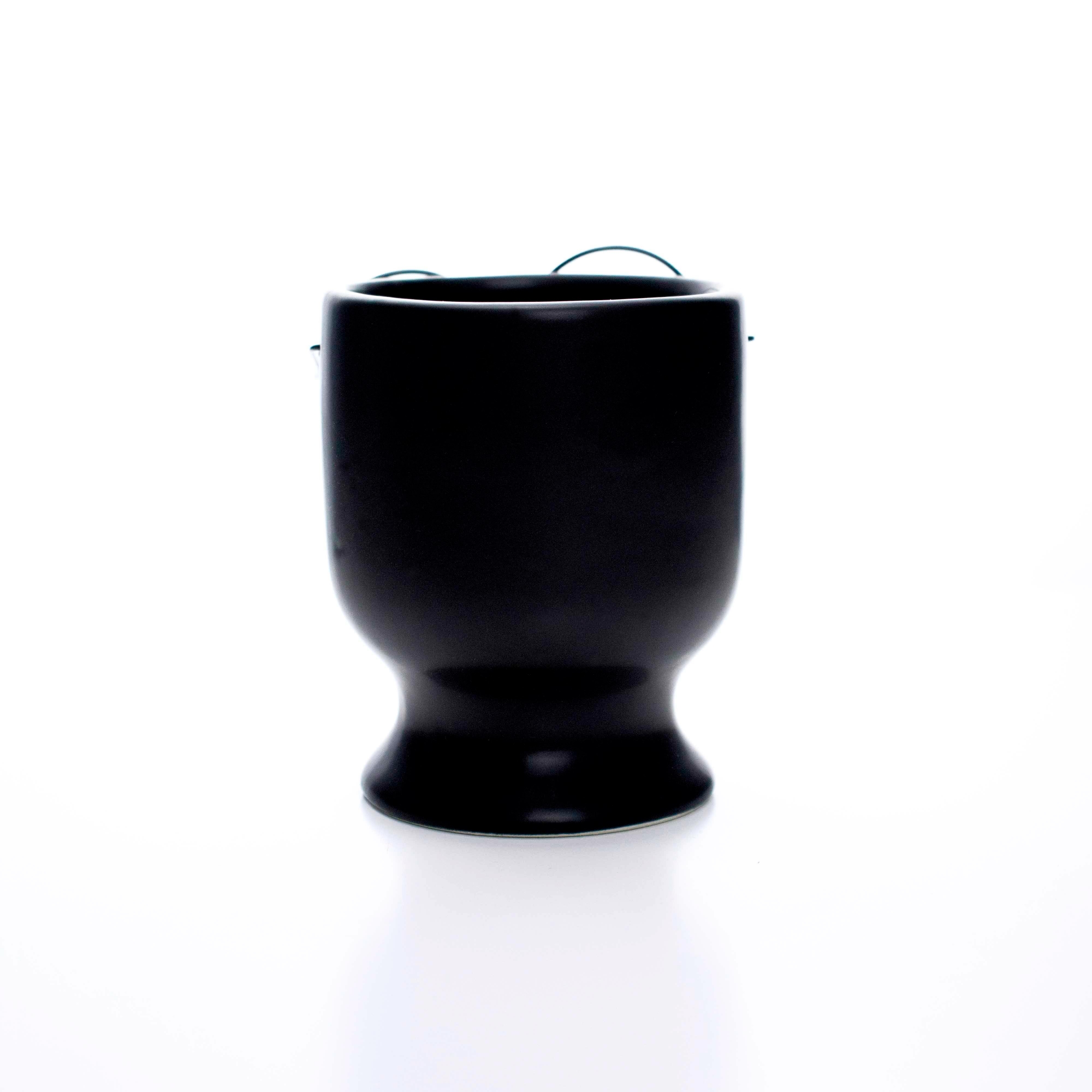 Cachepot Rosto com Óculos em Cerâmica Preto 11,8x9,8 cm - D'Rossi
