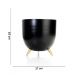 Cachepot de Metal Preto e Pés Dourado 17cm - D'Rossi