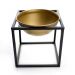 Cachepot em Cerâmica Dourado com Base de Metal Preto 21cm - D'Rossi