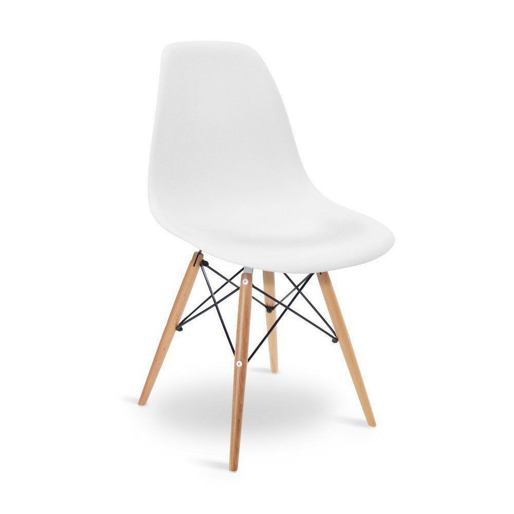 Cadeira Eiffel Charles Eames Base Madeira Sala de Jantar Branca - D'Rossi