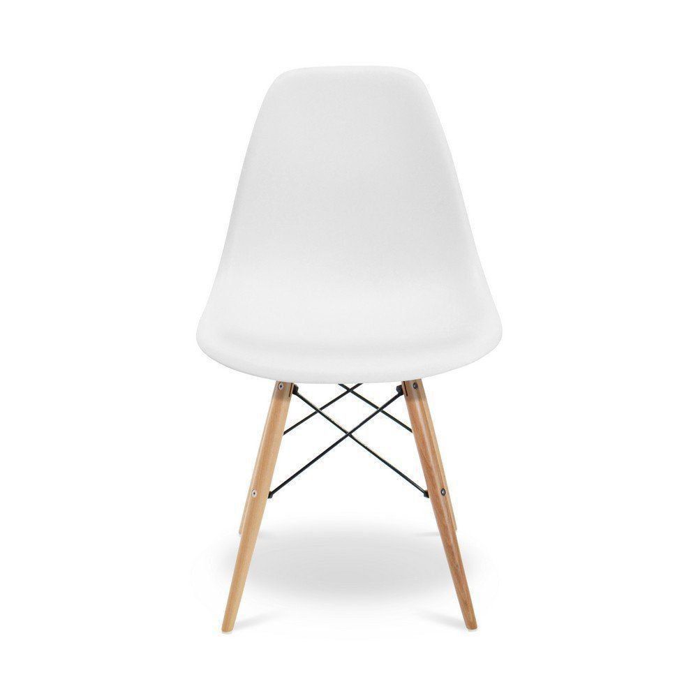 Cadeira Eiffel Charles Eames Base Madeira Sala de Jantar Branca - D'Rossi