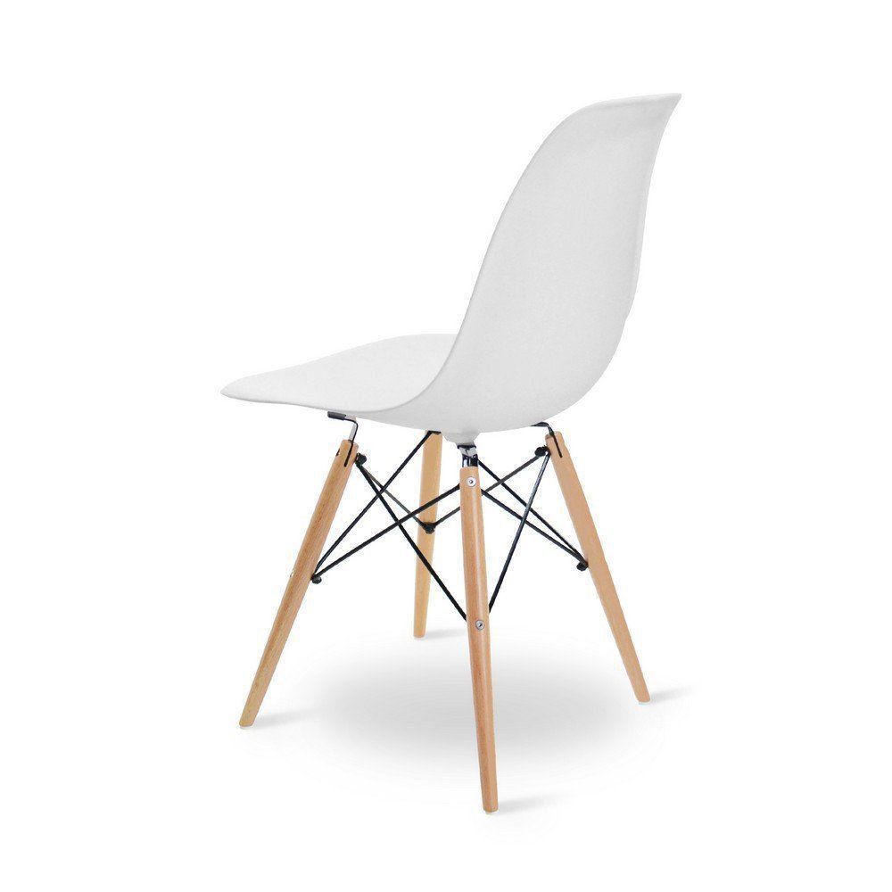 Cadeira Eiffel Charles Eames Base Madeira Sala de Jantar Branca - D'Rossi
