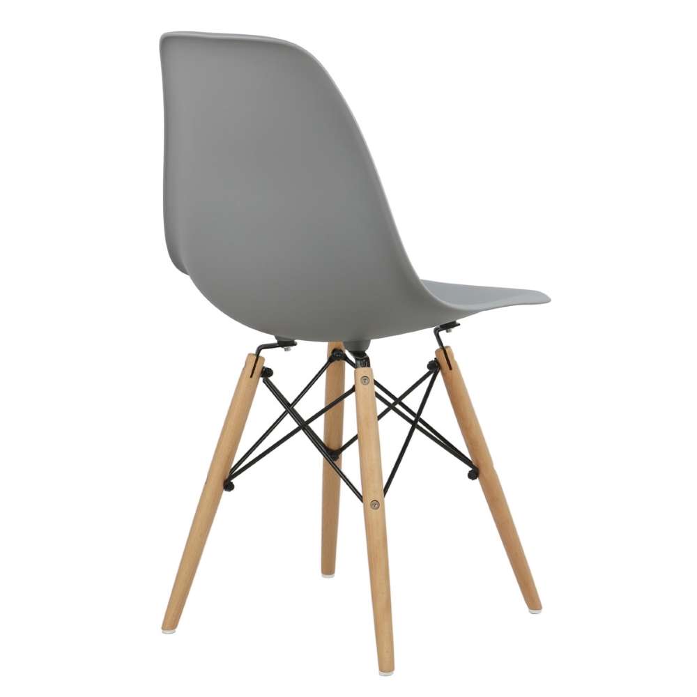 Cadeira Eiffel Eames Base Madeira Kit 2 Sala de Jantar Cinza R02 - D'Rossi