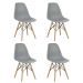 Cadeira Eiffel Eames Base Madeira Kit 4 Sala de Jantar Cinza R02 - D'Rossi
