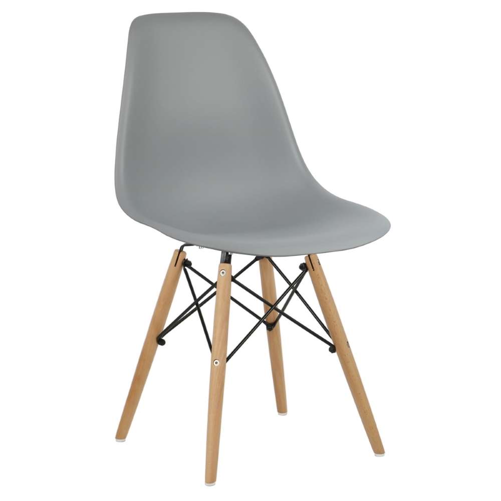 Cadeira Eiffel Eames Base Madeira Kit 4 Sala de Jantar Cinza R02 - D'Rossi