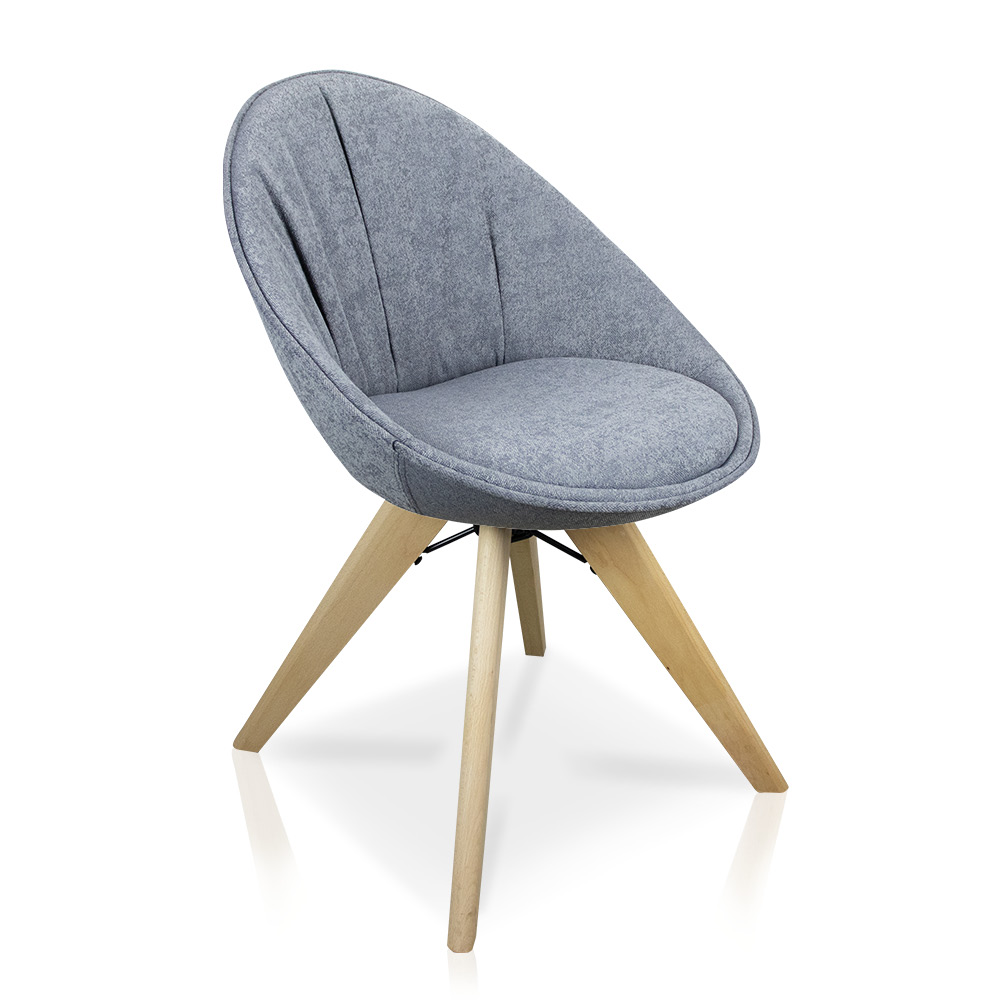 Cadeira Giratória Estela Jacquard Cinza Base Madeira - D'Rossi
