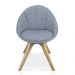 Cadeira Giratória Estela Jacquard Cinza Base Madeira - D'Rossi