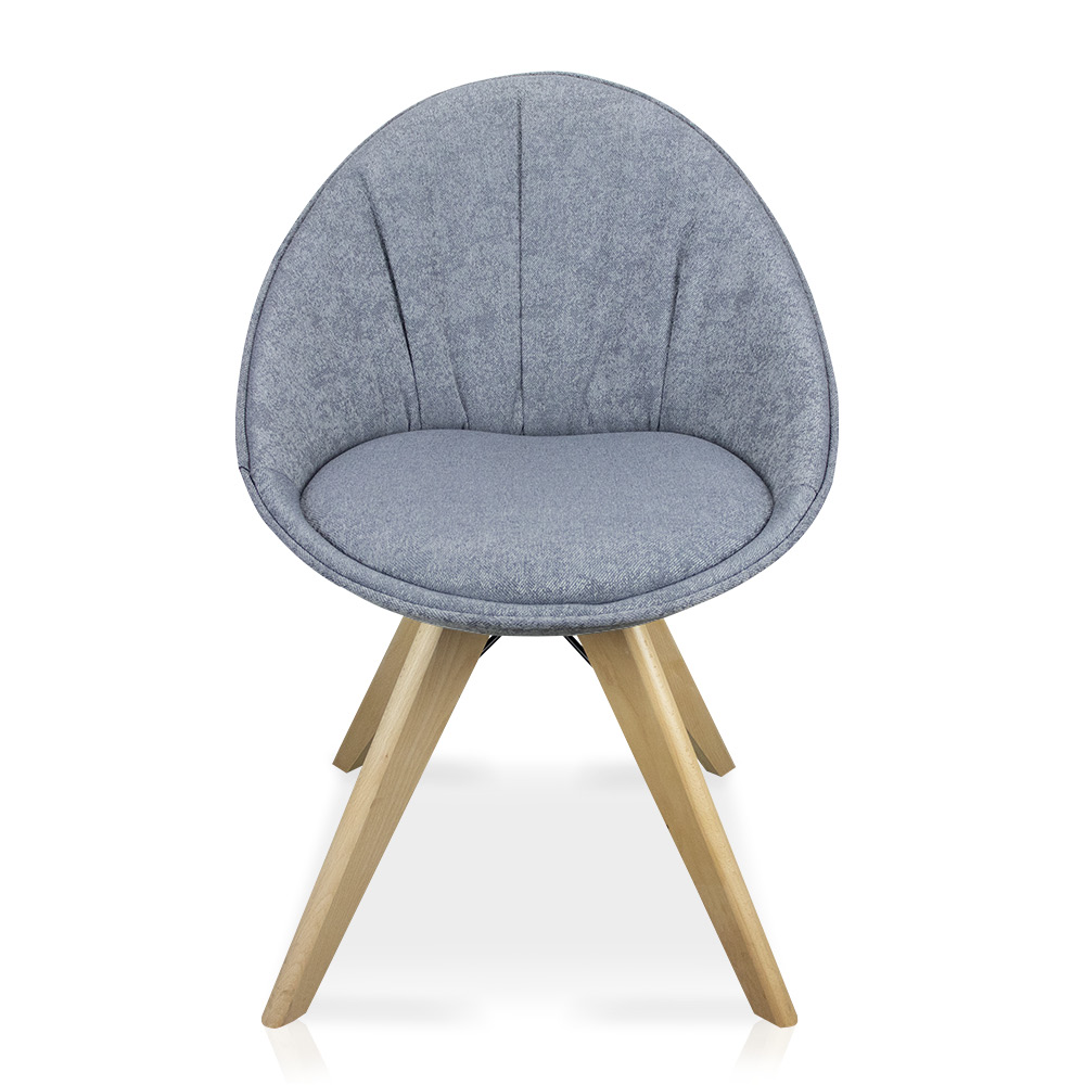 Cadeira Giratória Estela Jacquard Cinza Base Madeira - D'Rossi