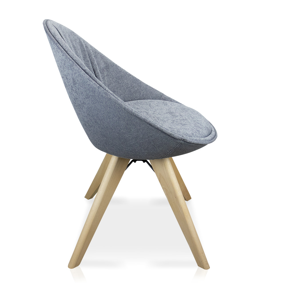 Cadeira Giratória Estela Jacquard Cinza Base Madeira - D'Rossi