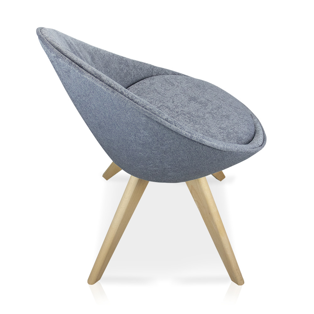Cadeira Giratória Estela Jacquard Cinza Base Madeira - D'Rossi