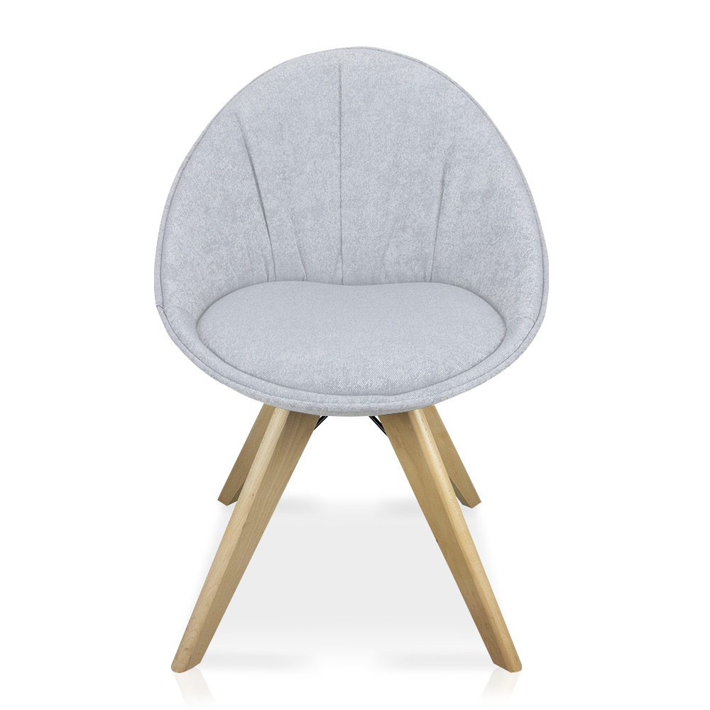 Cadeira Giratória Estela Jacquard Gelo Base Madeira - D'Rossi