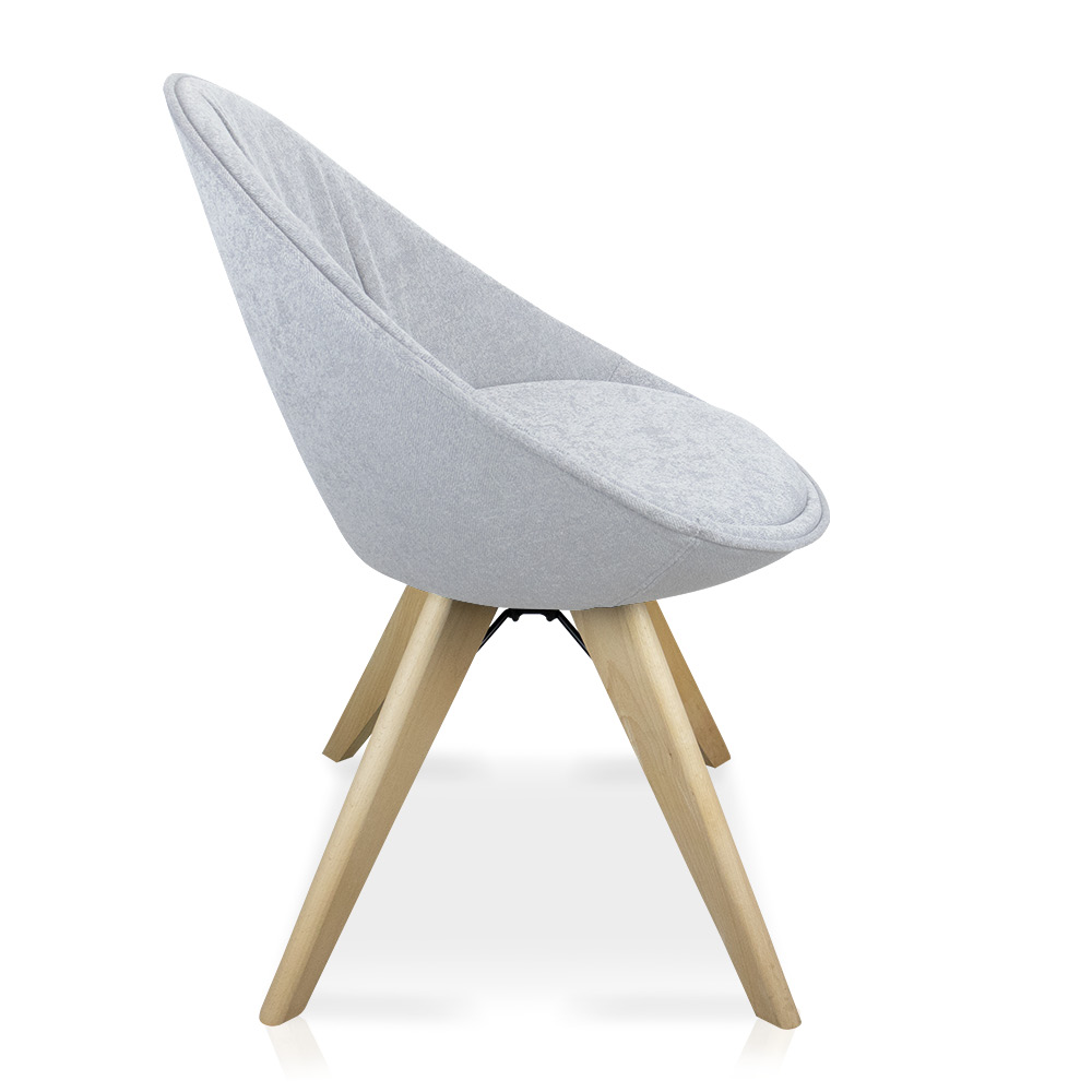 Cadeira Giratória Estela Jacquard Gelo Base Madeira - D'Rossi
