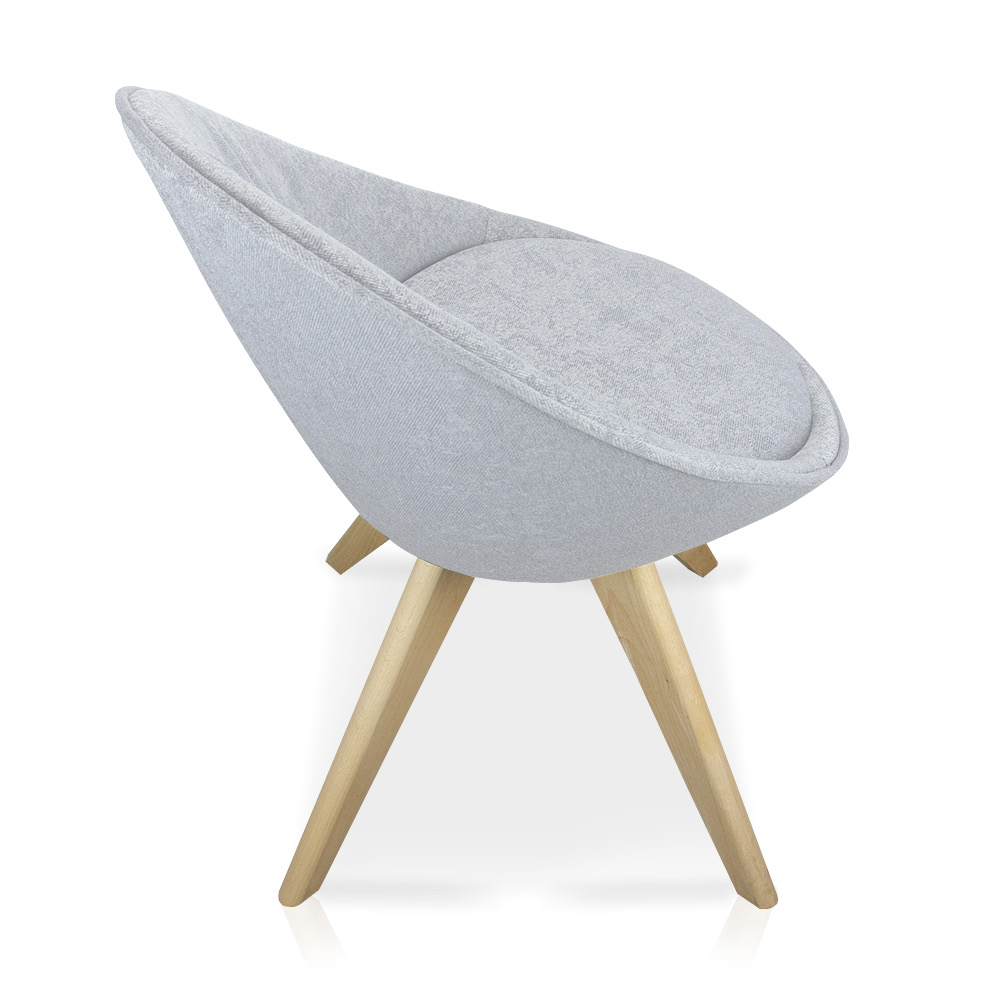 Cadeira Giratória Estela Jacquard Gelo Base Madeira - D'Rossi
