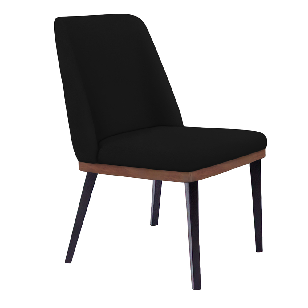 Cadeira de Jantar Bahia Suede Preto Pés Chanfrado Tabaco - D'Rossi