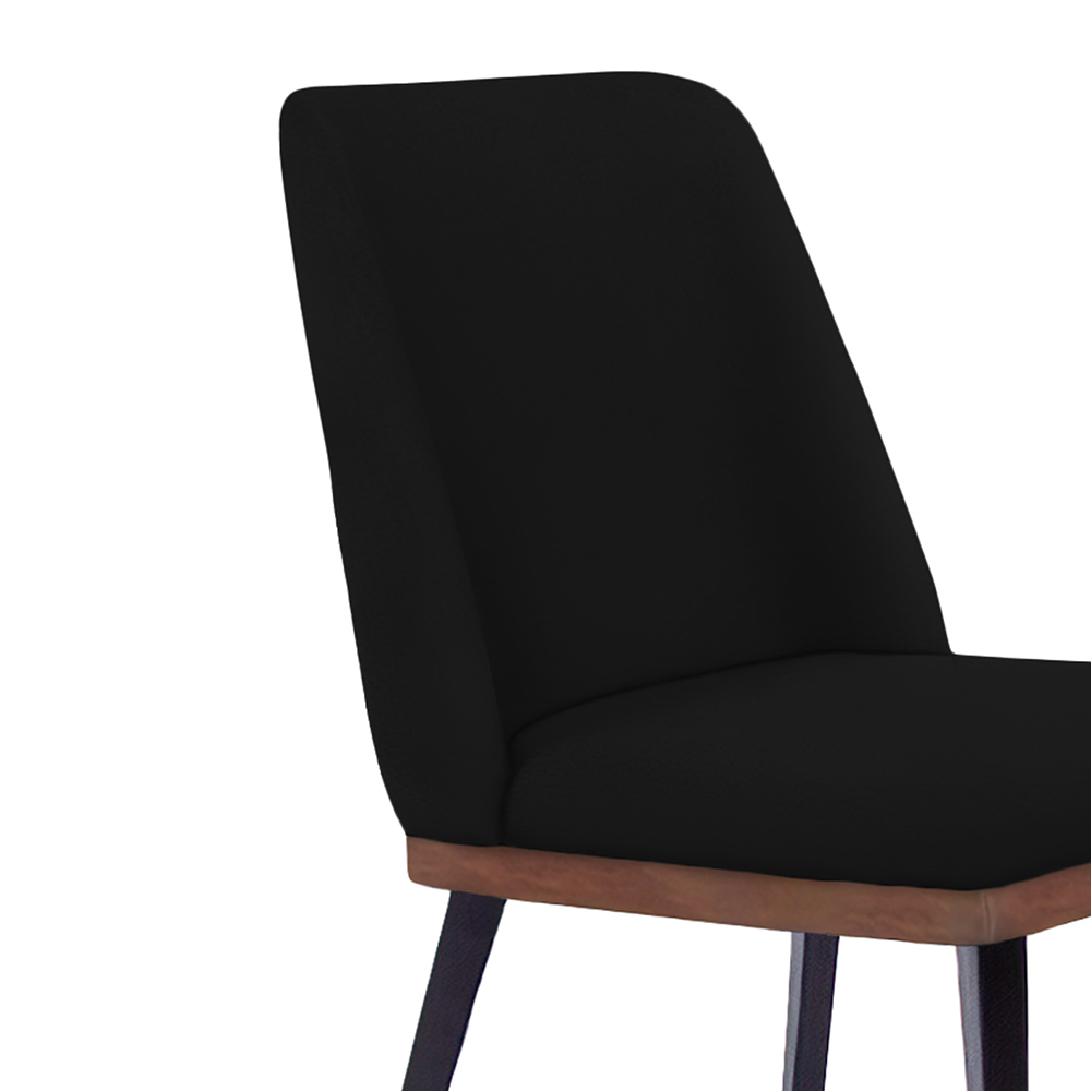 Cadeira de Jantar Bahia Suede Preto Pés Chanfrado Tabaco - D'Rossi
