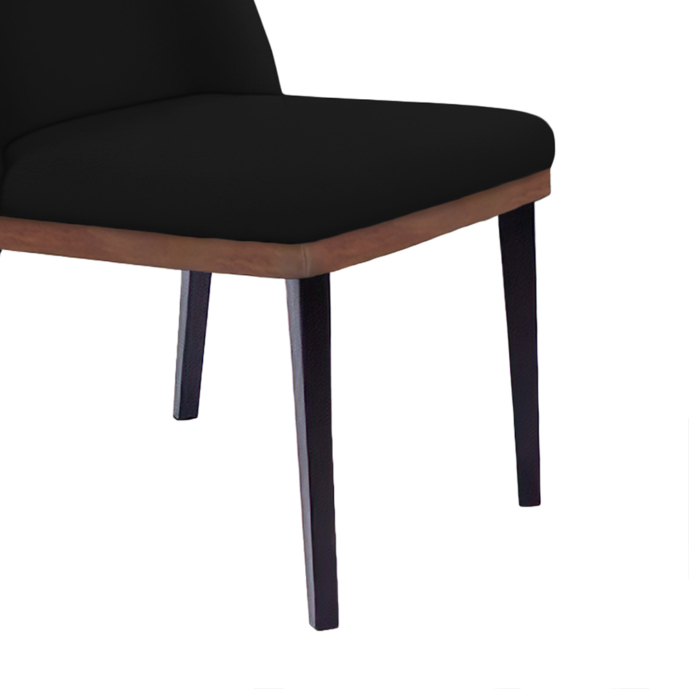 Cadeira de Jantar Bahia Suede Preto Pés Chanfrado Tabaco - D'Rossi