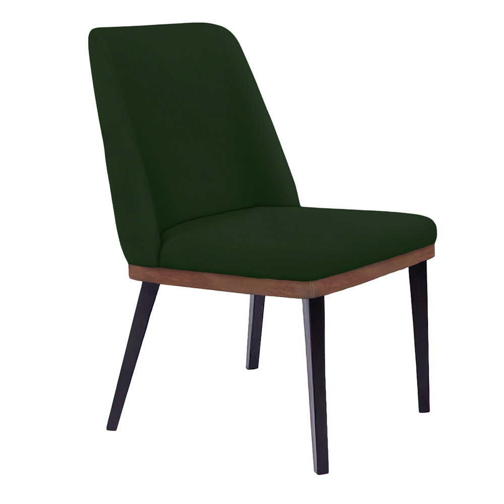 Cadeira de Jantar Bahia Suede Verde Pés Chanfrado Tabaco - D'Rossi