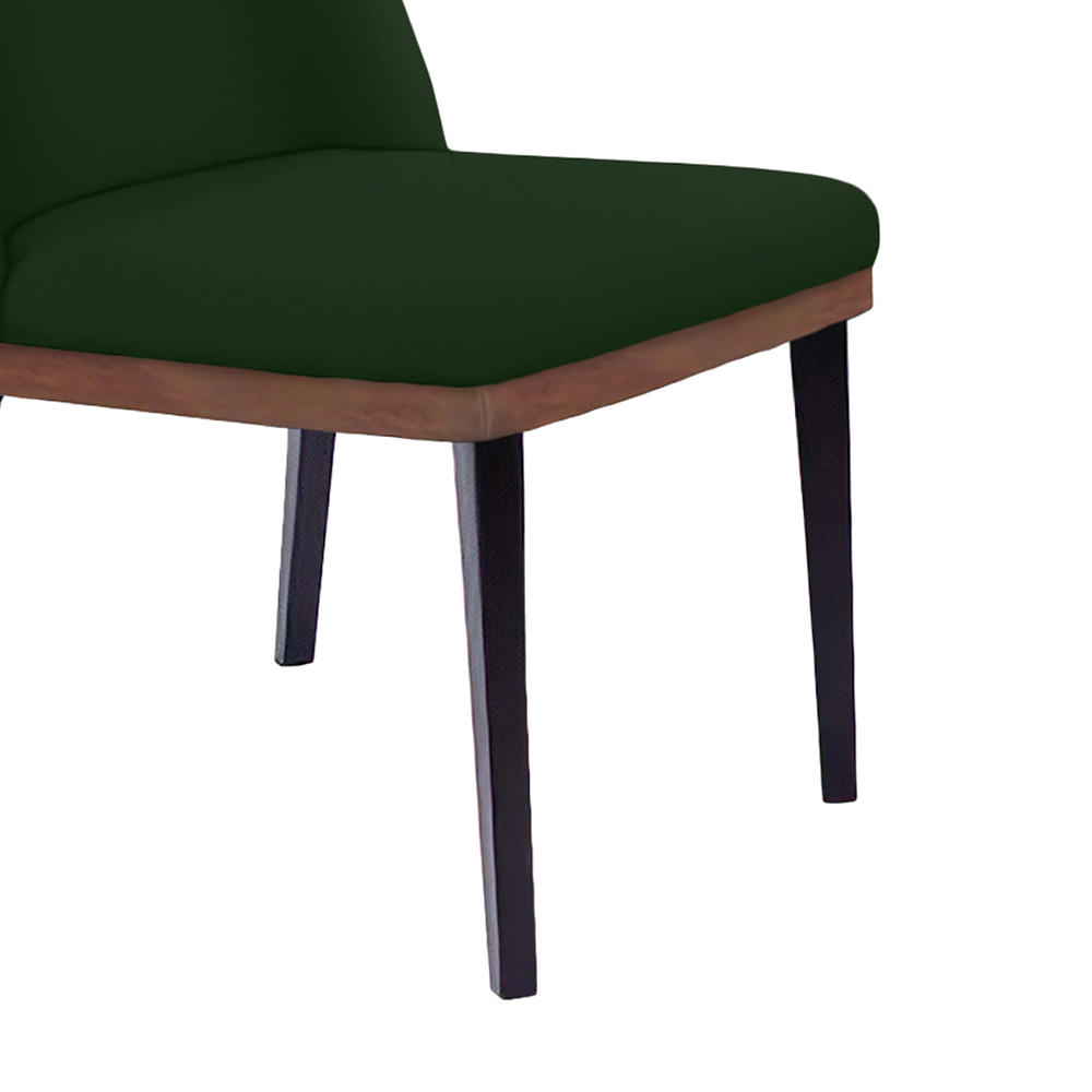 Cadeira de Jantar Bahia Suede Verde Pés Chanfrado Tabaco - D'Rossi