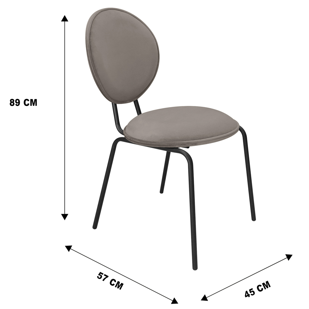 Cadeira de Jantar Belle Veludo Base de Ferro Preto - D'Rossi