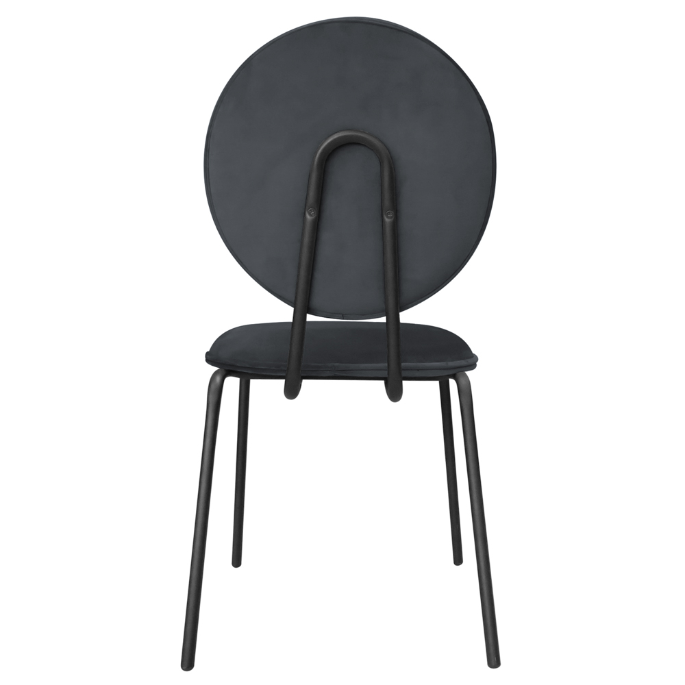 Cadeira de Jantar Belle Veludo Preto Base de Ferro Preto - D'Rossi