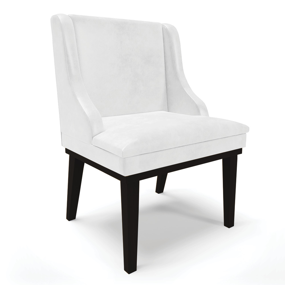 Cadeira de Jantar Liz Corano Branco Base Fixa Madeira Preto - D'Rossi