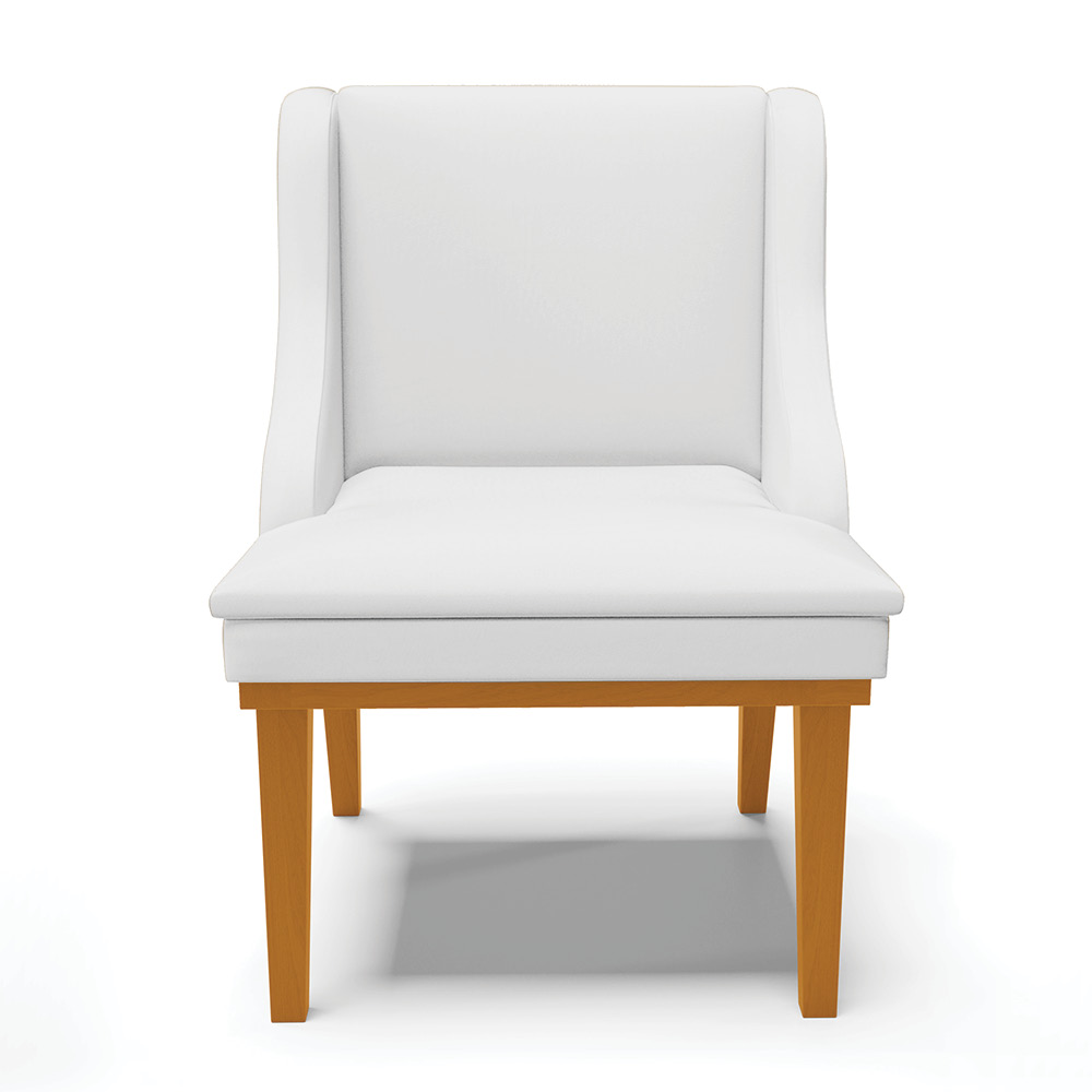 Cadeira de Jantar Liz Corino Branco Base Fixa Madeira Castanho - D'Rossi