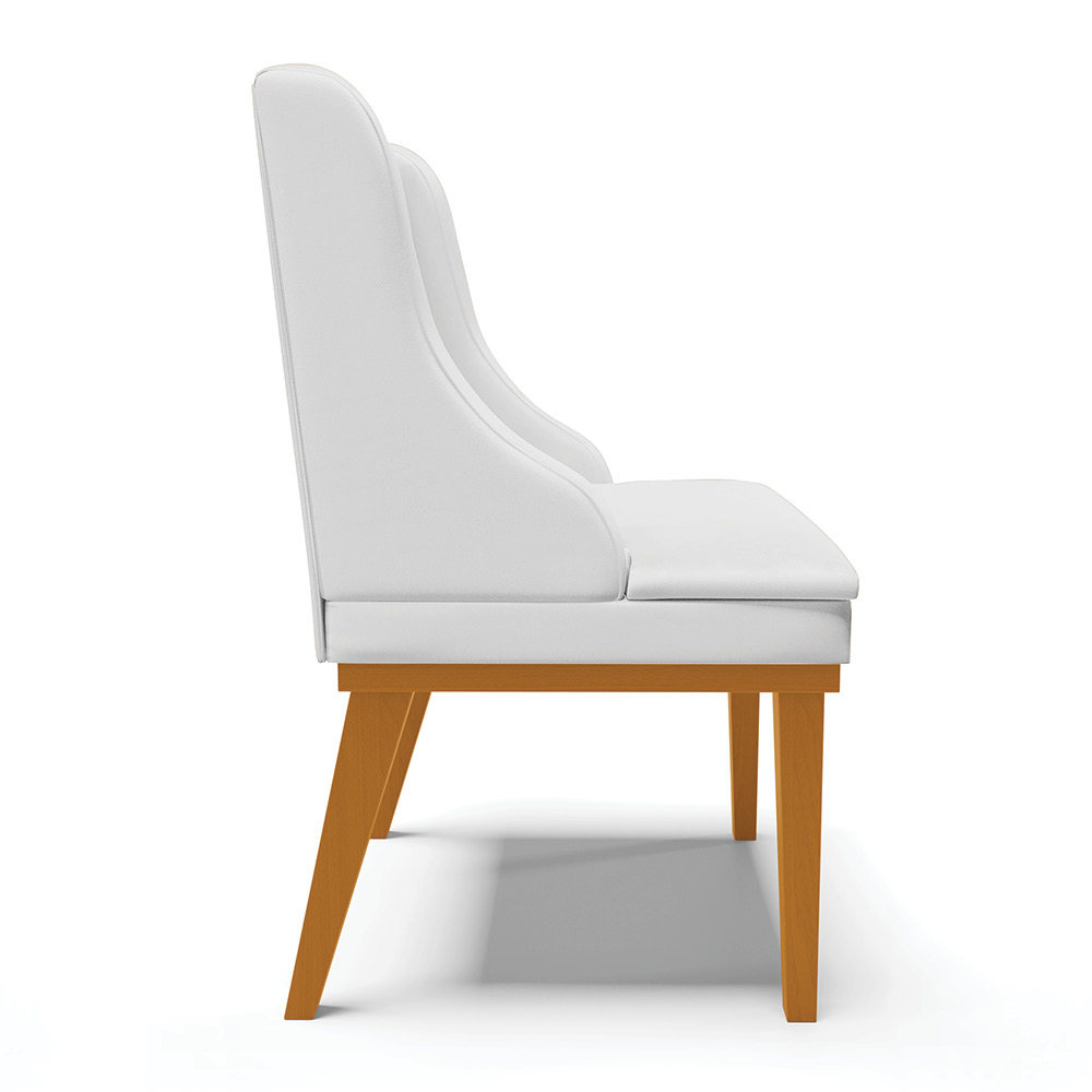 Cadeira de Jantar Liz Corino Branco Base Fixa Madeira Castanho - D'Rossi