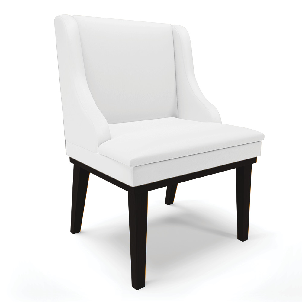 Cadeira de Jantar Liz Corino Branco Base Fixa Madeira Preto - D'Rossi