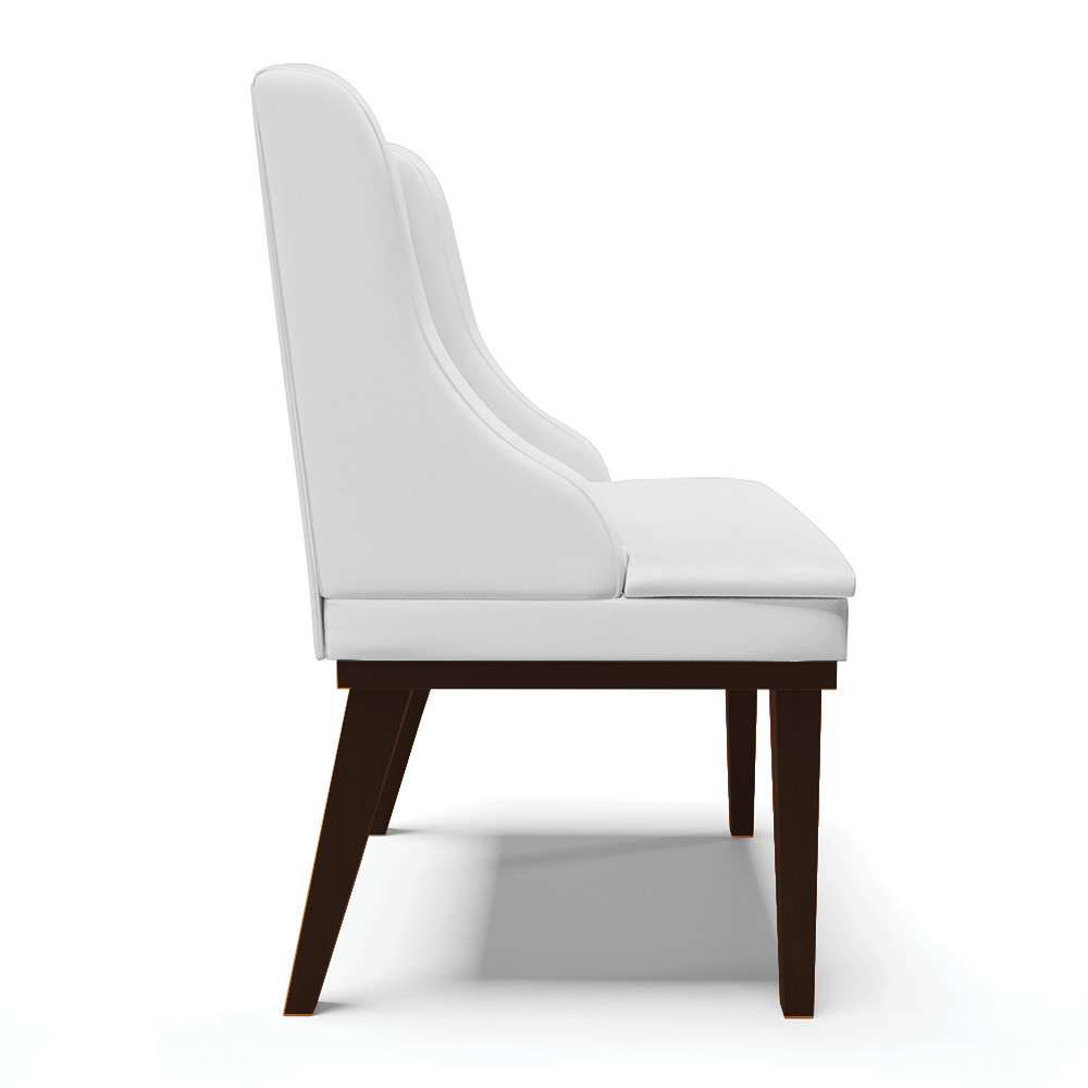 Cadeira de Jantar Liz Corino Branco Base Fixa Madeira Tabaco - D'Rossi