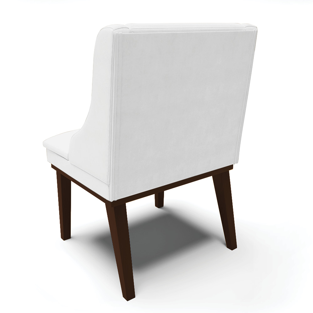 Cadeira de Jantar Liz Corino Branco Base Fixa Madeira Tabaco - D'Rossi