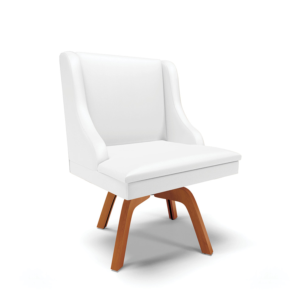 Cadeira de Jantar Liz Corino Branco Base Giratória de Madeira MM35 - D'Rossi