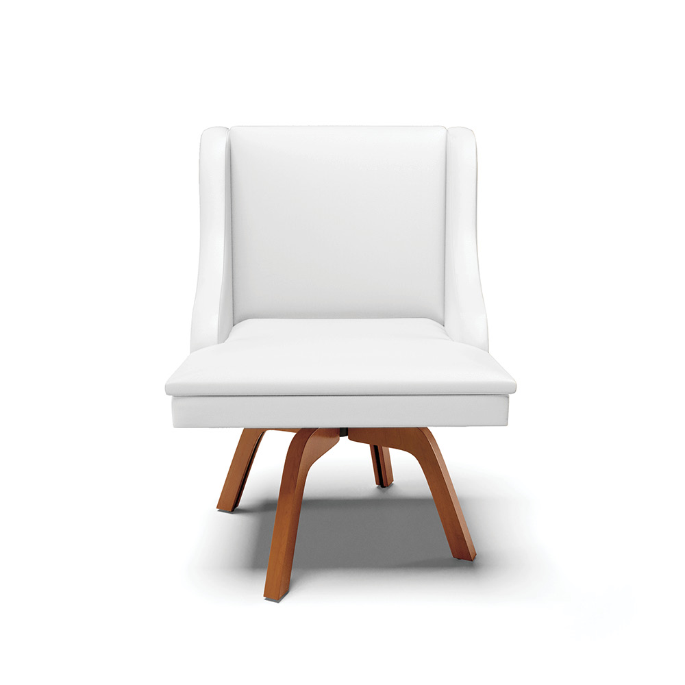 Cadeira de Jantar Liz Corino Branco Base Giratória de Madeira MM35 - D'Rossi