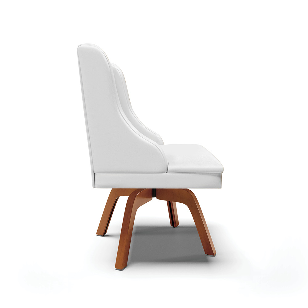 Cadeira de Jantar Liz Corino Branco Base Giratória de Madeira MM35 - D'Rossi