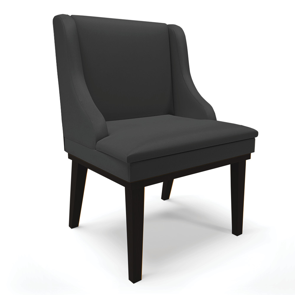Cadeira de Jantar Liz Corino Preto Base Fixa Madeira Preto - D'Rossi