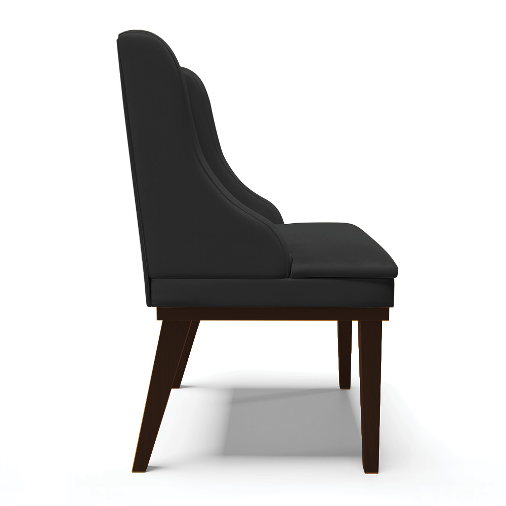 Cadeira de Jantar Liz Corino Preto Base Fixa Madeira Tabaco - D'Rossi