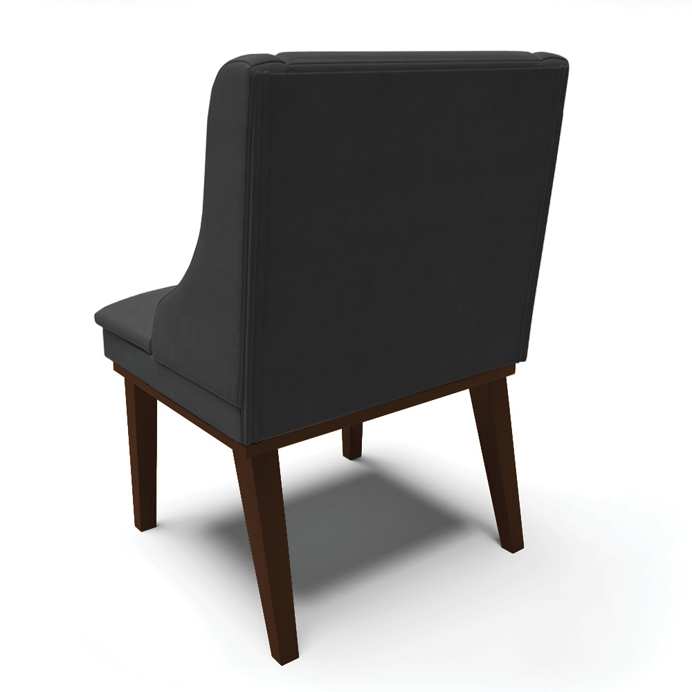 Cadeira de Jantar Liz Corino Preto Base Fixa Madeira Tabaco - D'Rossi