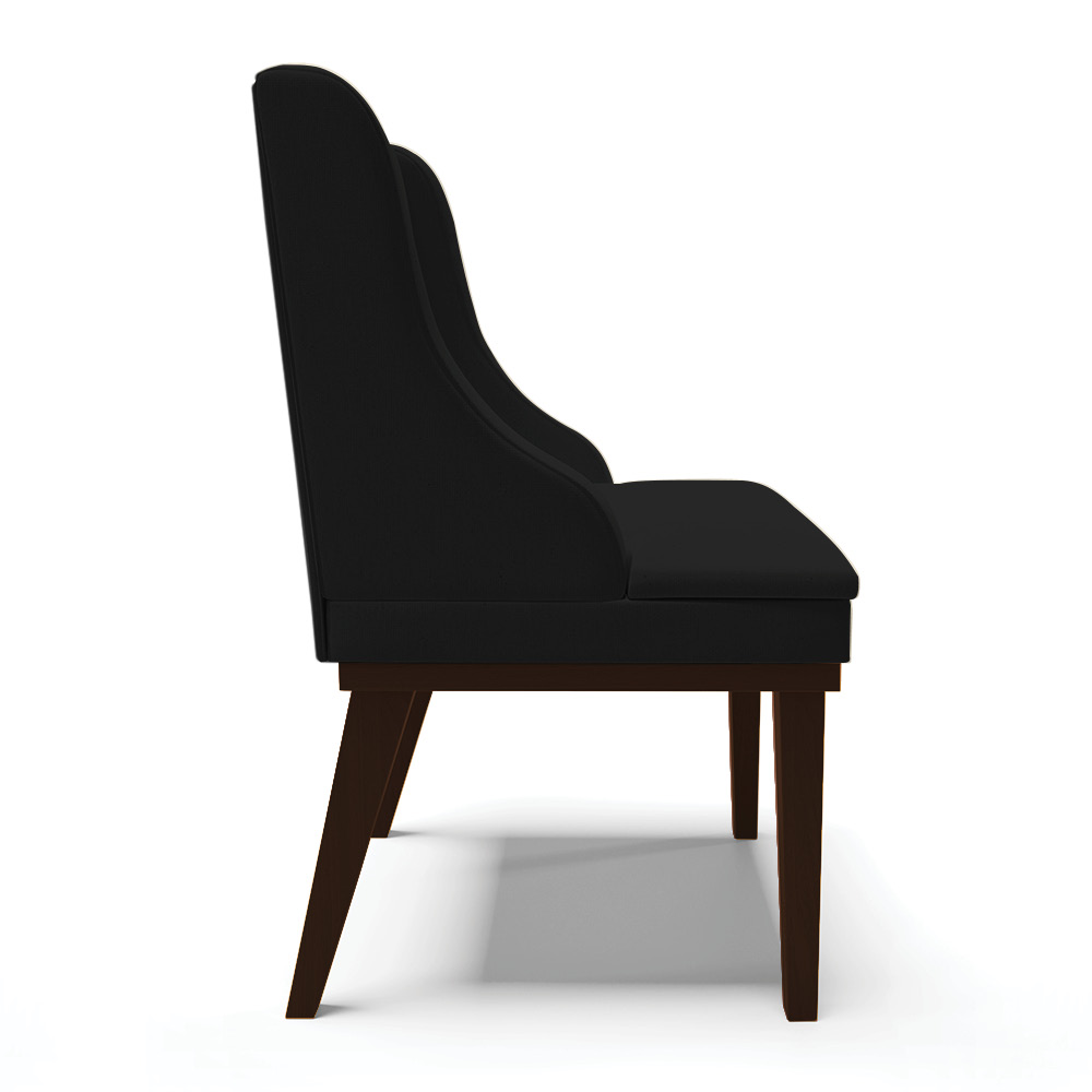 Cadeira de Jantar Liz Linho Preto A79 Base Fixa Madeira Tabaco - D'Rossi
