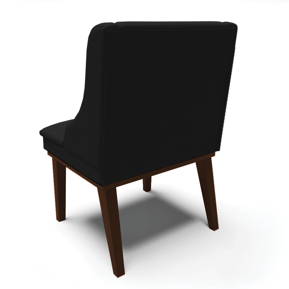Cadeira de Jantar Liz Linho Preto A79 Base Fixa Madeira Tabaco - D'Rossi