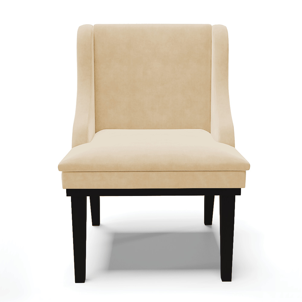 Cadeira de Jantar Liz Suede Bege Base Fixa Madeira Preto - D'Rossi