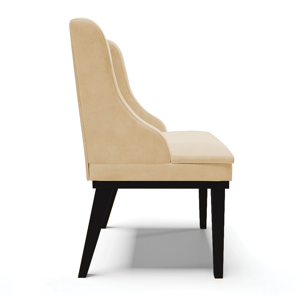 Cadeira de Jantar Liz Suede Bege Base Fixa Madeira Preto - D'Rossi