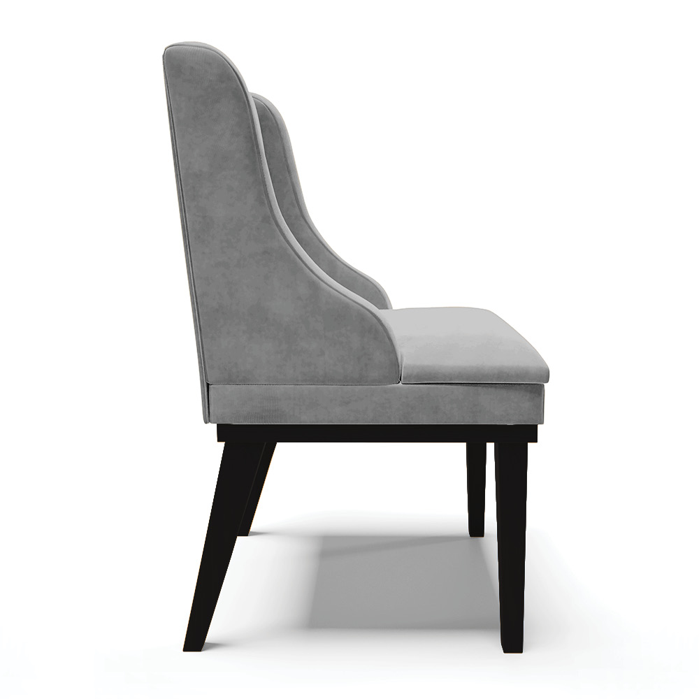 Cadeira de Jantar Liz Suede Cinza Base Fixa Madeira Preto - D'Rossi