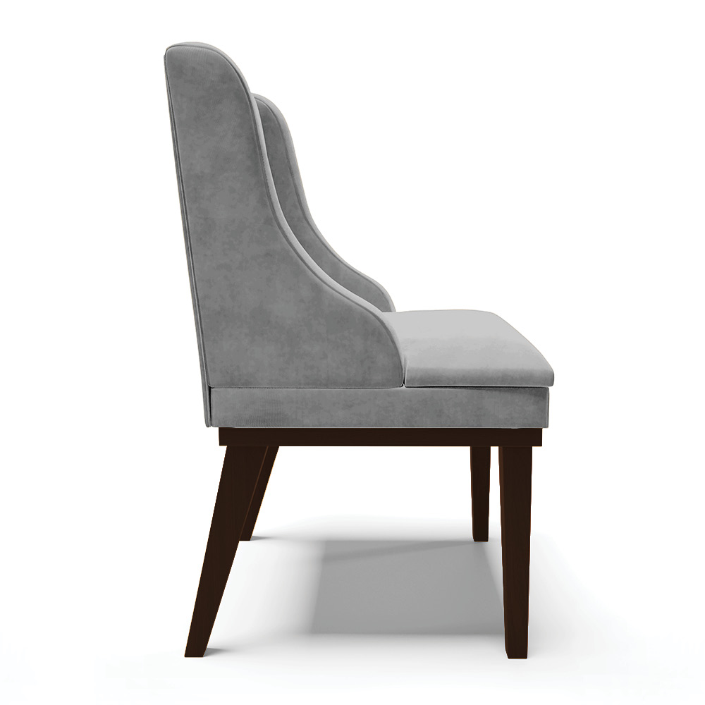 Cadeira de Jantar Liz Suede Cinza Base Fixa Madeira Tabaco - D'Rossi