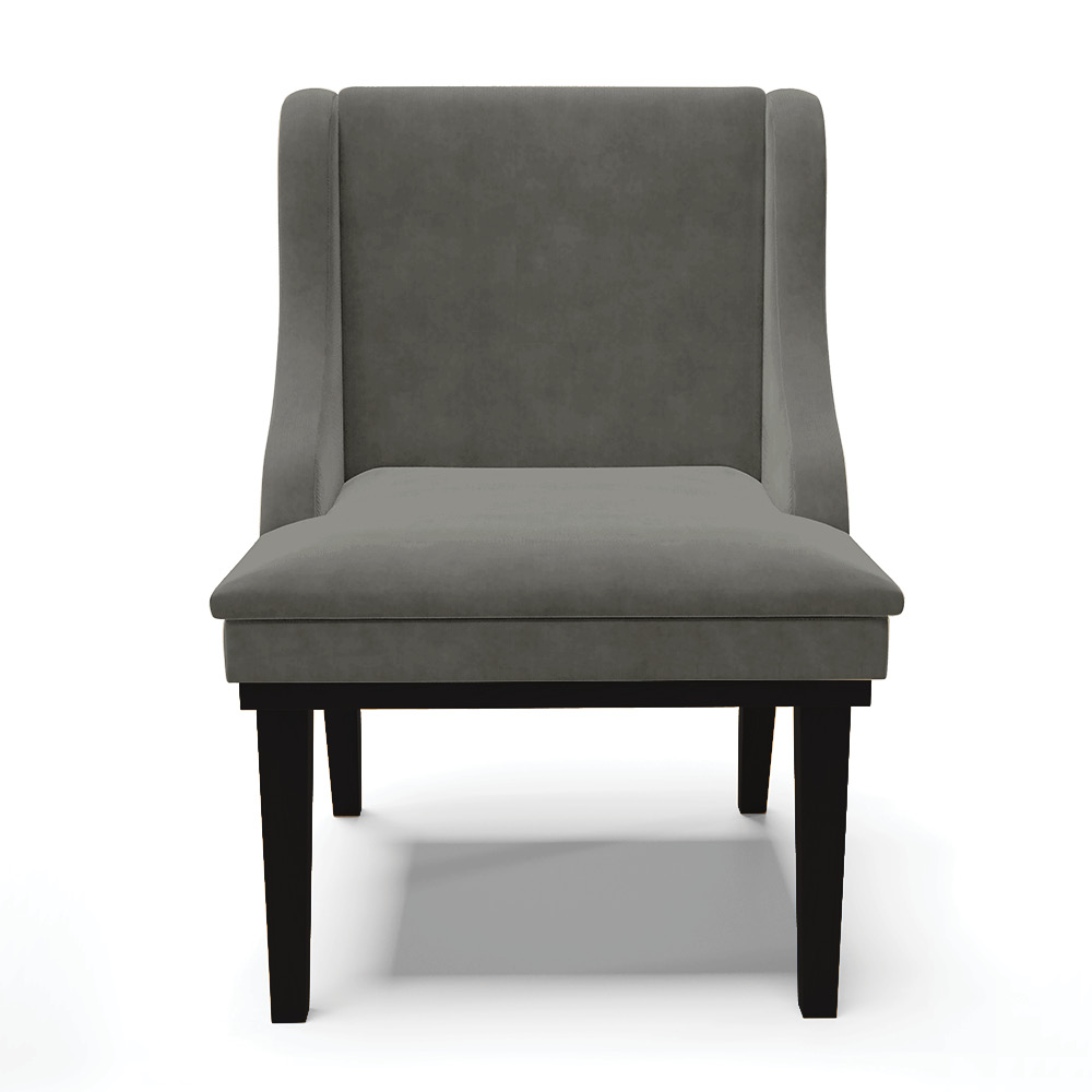Cadeira de Jantar Liz Suede Grafite Base Fixa Madeira Preto - D'Rossi