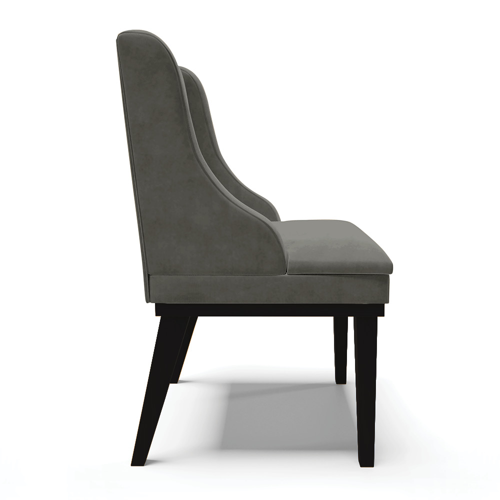 Cadeira de Jantar Liz Suede Grafite Base Fixa Madeira Preto - D'Rossi