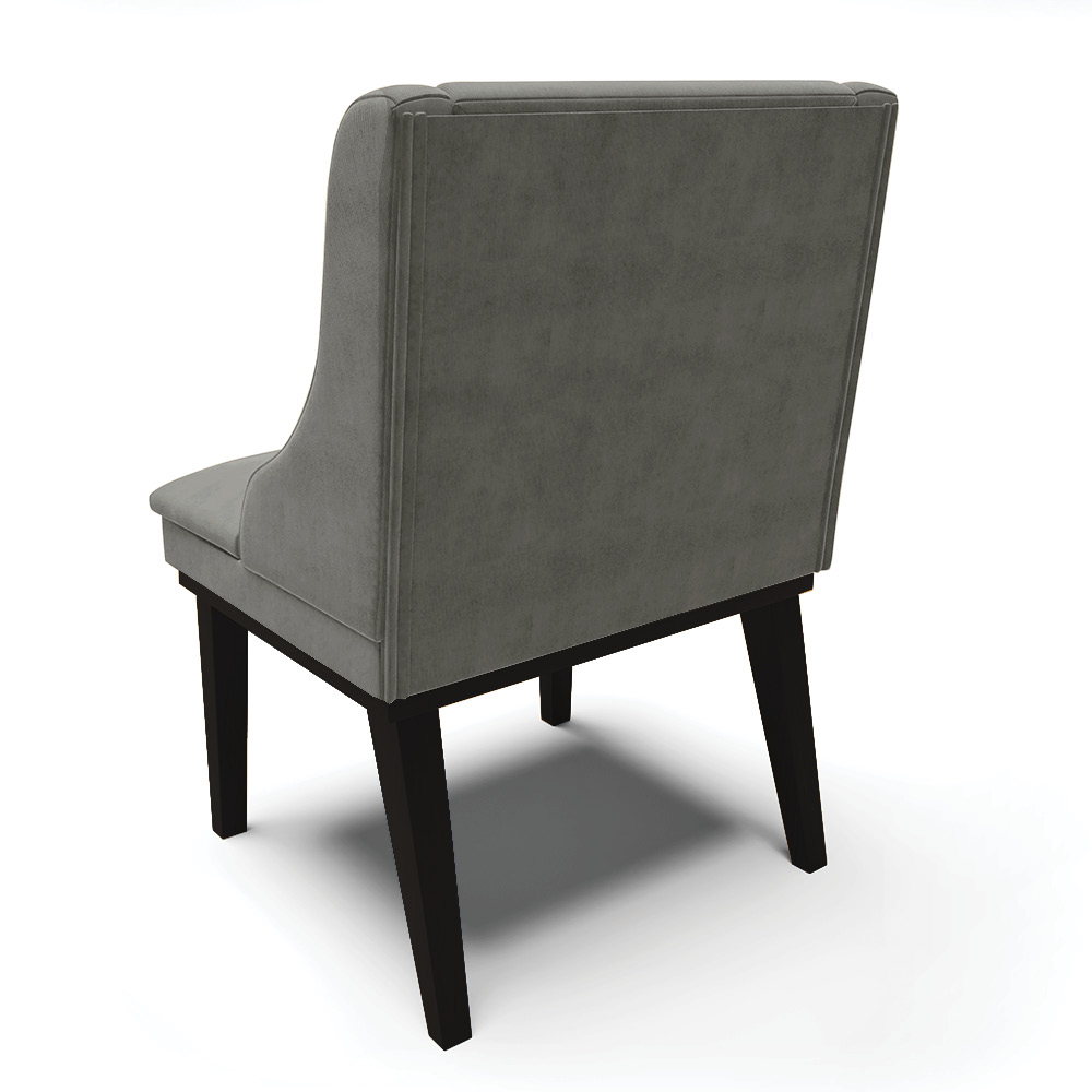 Cadeira de Jantar Liz Suede Grafite Base Fixa Madeira Preto - D'Rossi