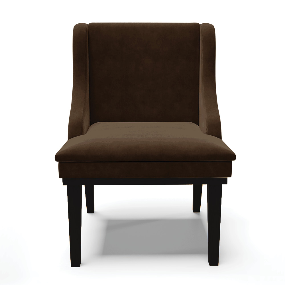 Cadeira de Jantar Liz Suede Marrom Base Fixa Madeira Preto - D'Rossi