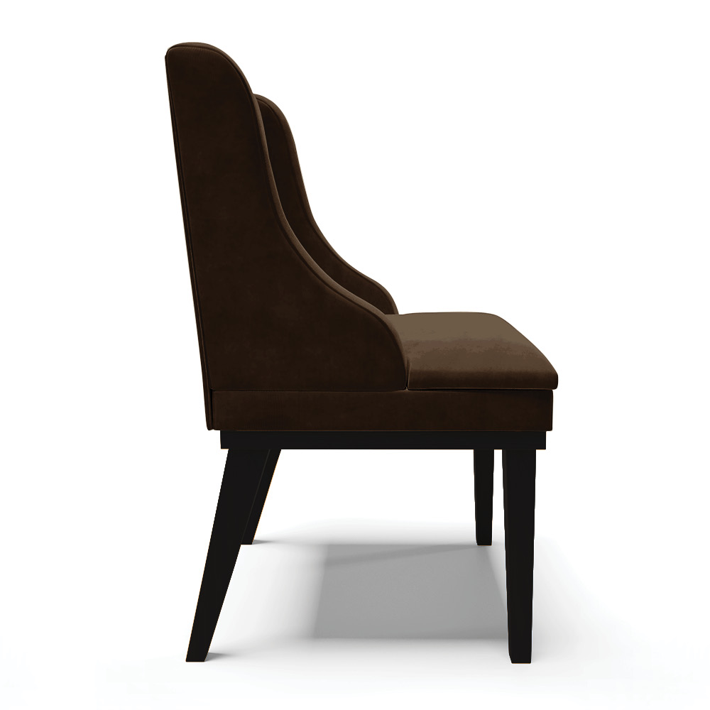 Cadeira de Jantar Liz Suede Marrom Base Fixa Madeira Preto - D'Rossi